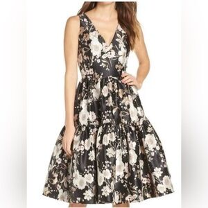 Eliza J black, cream, gold dress size 6